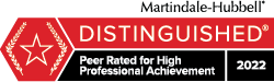 Distinguished, Peer Rated for High Level of Professional Achievement in 2022 by Martindale-Hubbell