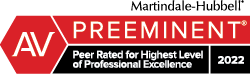 AV Preeminent, Peer Rated for Highest Level of Professional Excellence in 2022 by Martindale-Hubbell